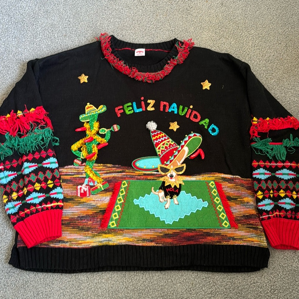 Women's Holiday Time Feliz Navidad 3D Ugly Christmas Sweater